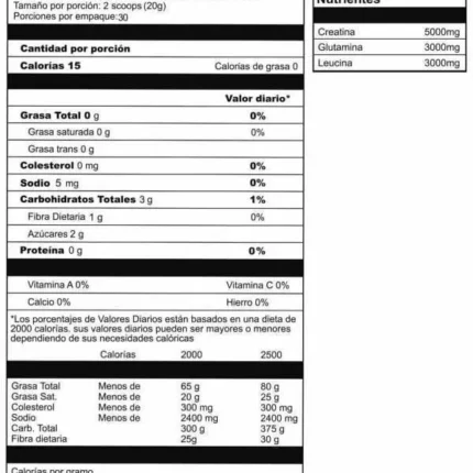 Tabla nutricional Creatomic