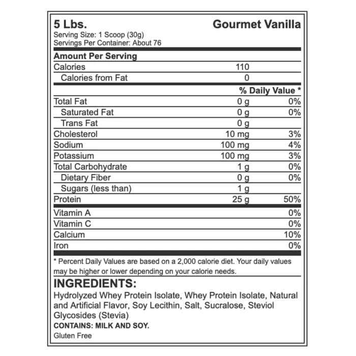 Tabla nutricional ISO 100 5LB