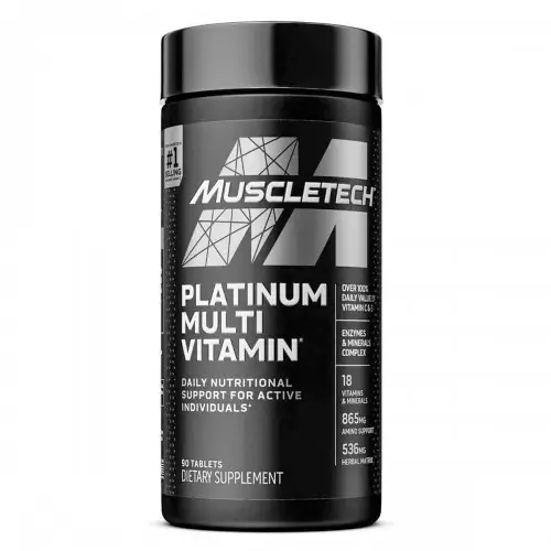 muscleteach-platinum-multivitamin-formula-diaria-avanzada-90-tabletas Imagen frontal del multivitaminico Platinum Multivitamin 90 Pastillas