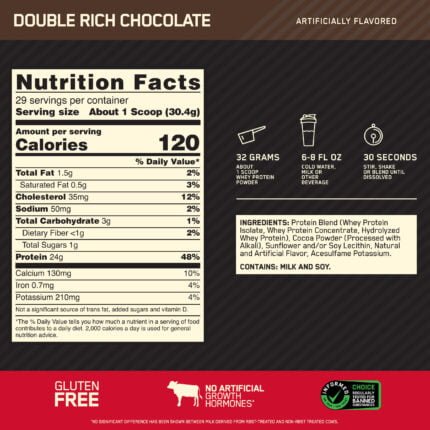 Tabla nutricional Whey Gold Standard 2lb