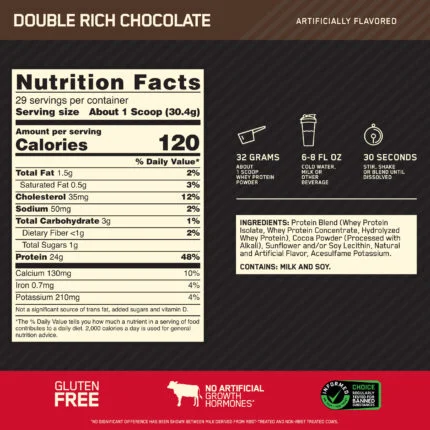 Tabla nutricional Whey Gold Standard 2lb