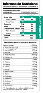 Tabla nutricional Sascha Isolate