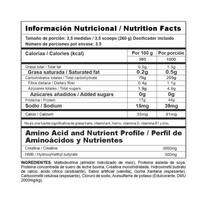 Megaplex Creatine Power 2lb - Nutramerican Pharma - Vainilla - Image 2